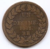 Franta 1 decime 1815 BB - Napoleon I, Litera N, Bronz, 20 g, 32 mm, KM-701 (3), Europa