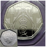 50 pence 2023 Marea Britanie, Coronation of King Charles, Crowned portrait, bunc, Europa