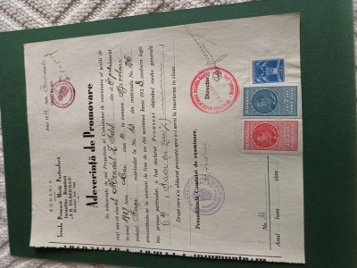 DOCUMENT FRUMOS,ADEVERINTA DE PROMOVARE foto