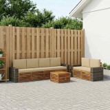 vidaXL Set de canapele de exterior cu pernă 7 pcs Natural și Bej 3384069