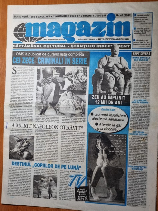 magazin 7 noiembrie 2002-art steven spielberg, anthony hopkins,val kilmer