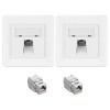 Set 2 Prize Ecranate Retea RJ45 Kwmobile CAT 6A, 2 Mufe, Alb, Metal