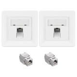 Set 2 Prize Ecranate Retea RJ45 CAT6A Kwmobile, Alb, Metal - Mufe Keystone + Placi Perete, 10Gbit/s