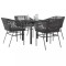 vidaXL Set de sufragerie de grădină 5 piese neagră Sticlă Poly Rattan 3334612