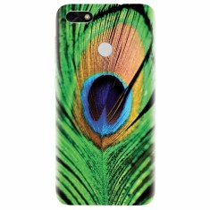 Husa silicon pentru Huawei Y6 Pro 2017, Peacock Feather Green Blue foto