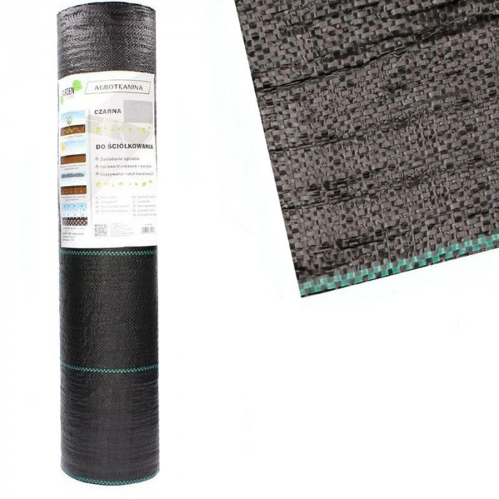 Folie agrotextil, antiburuieni, 70 g/mp, 1.1 x 50 metri, filtru UV, polipropilena, negru