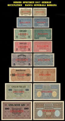 REPRODUCERI lot 8 bancnote seria Specimen 1917 German Occupation foto