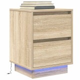 VidaXL Noptiera cu lumini LED Stejar Sonoma 38x34x50 cm