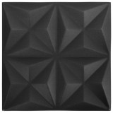 Cumpara ieftin Panouri de perete 3D 12 buc. negru 50x50 cm model origami 3 m&sup2;