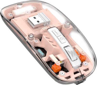 Mouse Nou M133, 2400dpi, 5 Butoane, Indicator Nivel Baterie, Transparent, Roz, Wireless + Bluetooth NewTechnology Media foto