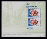 Cumpara ieftin ✅( C8 ) Portugalia 1981 &quot; Europa CEPT - cai - jocuri ecvestre &quot;, bloc de 2 marci / colita 2 , cota Michel 13 Euro , MNH