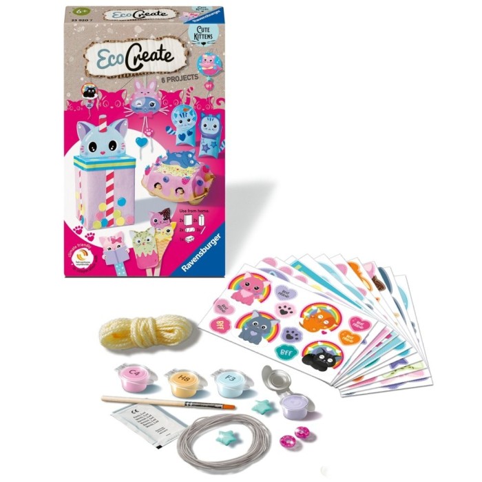 Ravensburger - Eco Create Set de creatie pisicute ce include 6 proiecte