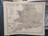 Grossbritannien, England, Walles, Schottland, Gotha, Justus Perthes, două hărți 1866, gravură color, Marea Britanie, Anglia, Wales, Scoția, Shetland