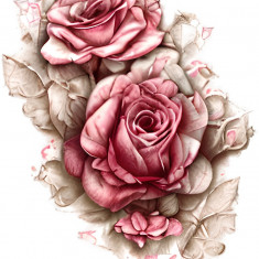 Sticker decorativ Trandafir, Roz, 73 cm, 7687ST