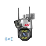 Camera Supraveghere 4K 8MP WIFI 4G SIM, Dual Lentile, Urmarire Auto, Aplicatie, IP66, Vedere Nocturna Color, Alarma, Taggo