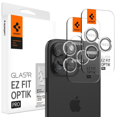 Set 2 Folii de protectie camera Spigen Optik.TR pentru Apple iPhone 14 Pro/Pro Max/15 Pro/Pro Max Transparent foto