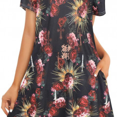 Femei Rochii de Vară Plajă Casual Tricou Plus Size Floral Mânecă Scurtă Loo