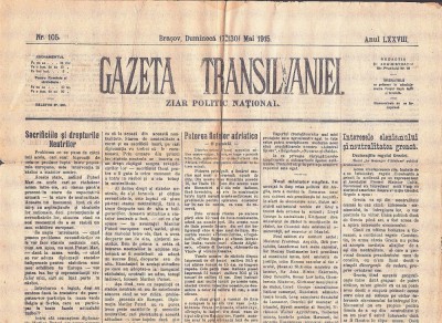 Z874N Gazeta Transilvaniei, 105/1915, Brașov foto