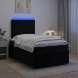 Cumpara ieftin Pat cu arcuri LED si saltea Negru 120 x 200 cm Catifea