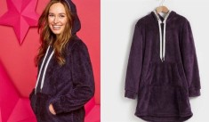 Rochie casa mov- fleece, gluga snur ajustare:paiete partea de sus-marime L -Avon