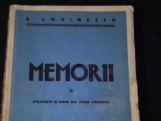 MEMORII-E. LOVINESCU-VOL3- PORTRETE SI SEMNE DIN VIATA LITERARA-282 PG- foto