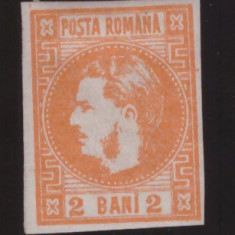 RO-0062=ROMANIA1868-Lp 21-2 bani portocaliu-CAROL cu favor-nestmpil cu sarniera