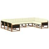 vidaXL Set de canapele de exterior cu pernă 9 pcs Natural și Crem 3381670