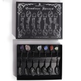 Set de lingurite cu cristale brute - negru