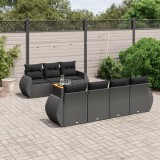 VidaXL Set mobilier de grădină cu perne, 8 piese, negru, poliratan