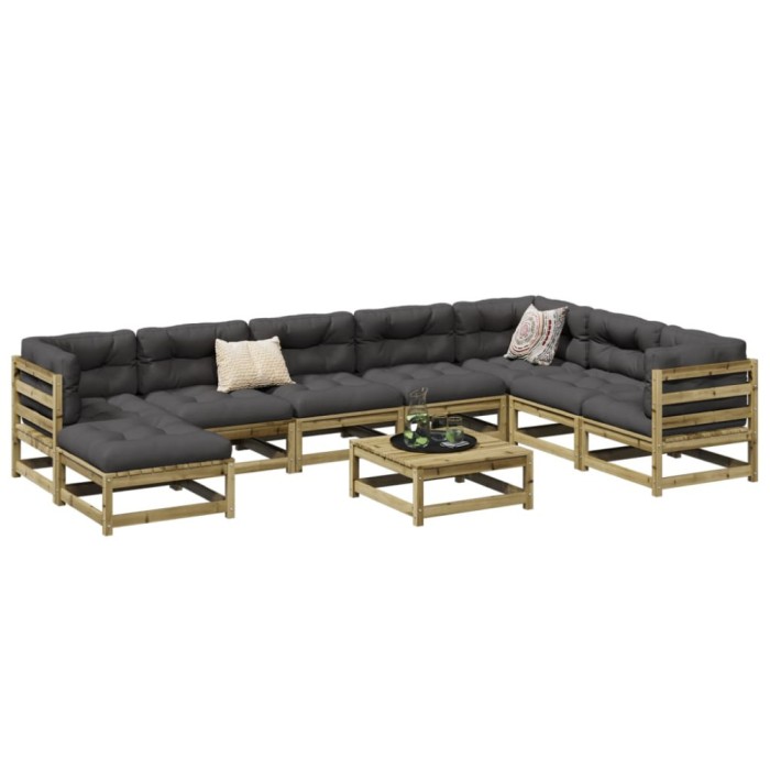 Gossi set canapea de gradina cu perne, 9 piese, lemn de pin tratat
