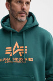 Alpha Industries bluza barbati, culoarea verde, cu glugă, cu imprimeu