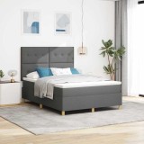 Cumpara ieftin Pat cu arc LED cu headboard Gri inchis 140 x 200 cm tesatura