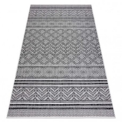 Covor SISAL SION Zig Zag, Caro Boho 22168 țesute plate negru / ecru, 200x290 cm foto