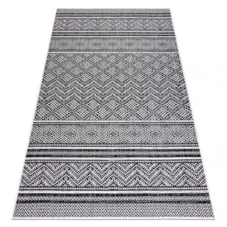 Covor SISAL SION Zig Zag, Caro Boho 22168 țesute plate negru / ecru, 70x250 cm