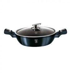 Cratiță marmorată cu capac 24 cm, 4.5 L Berlinger Haus Aquamarine Collection BH 6165, strat antiaderent, design modern, compatibilă cu toate plitele