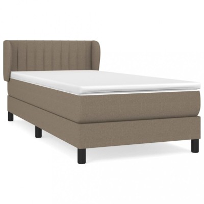 Pat box spring cu saltea, gri taupe, 90x200 cm, textil foto