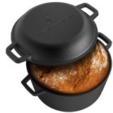 Cumpara ieftin Oala cu capac Steinzeitwerk din fonta, 4.6 l, pentru cuptor, plita, gaz, electric, cu inductie, cu cos pentru aluat si racleta, 26 cm, resigilat