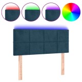 Cumpara ieftin Tablie de pat cu LED, albastru inchis, 90x5x78/88 cm, catifea
