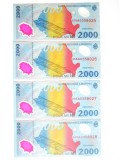 Romania lot 4 bancnote 2000 Lei 1999 UNC serii consecutive 005A,vedeti imaginile