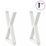 vidaXL Picioare masă de sufragerie, 2 buc., alb, 60x(72-73,3) cm, oțel 4012721