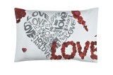 Fata de Perna 50x70, Polibumbac 70%Bumbac 30%Poliester,model love rosu alb P5