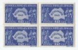 Romania, LP 226/1948, Recensamantul, bloc de 4 timbre (1), MNH