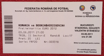 Bilet meci fotbal ROMANIA - BOSNIA&amp;amp;HERZEGOVINA (03.06.2011) foto