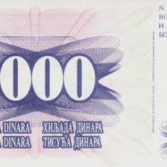 Bancnota Bosnia şi Herţegovina 1.000 Dinara 1992 - P15 UNC