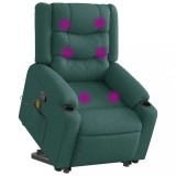 Cumpara ieftin Fotoliu rabatabil de masaj, cu ridicare, verde inchis, textil