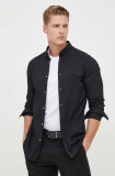 Armani Exchange camasa barbati, culoarea negru, cu guler button-down, slim