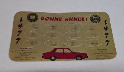 UAP Intreprinderea de automobile Pitesti -Auto DACIA, calendar din tabla an 1977 foto