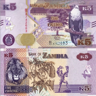 ZAMBIA 5 kwacha 2020 UNC!!! foto