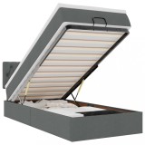 Cumpara ieftin Pat otoman cu saltea si LED-uri, gri inchis, 90x200 cm, textil