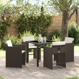 Cumpara ieftin Set de masă pentru grădină cu pernă 5 pcs Maro Rattan poli